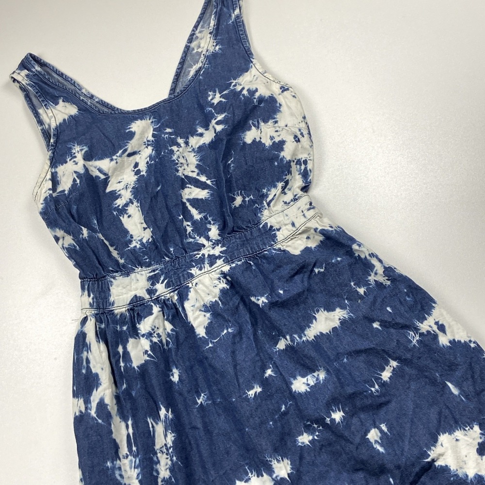 Forever21 Sleeveless Dress Size S‎ Tie Dye Denim Open Back Summer Festival Ready